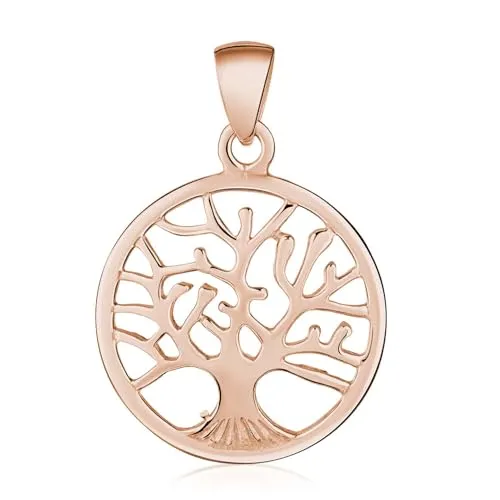 MATERIA Rosegold Kettenanhänger Lebensbaum 925 Silber - Schmuck Anhänger rose vergoldet Ø22mm KA-30_ohne Kette