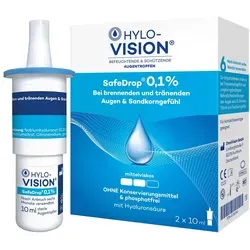 Hylo-Vision Safedrop 0.1% Augentropfen 20 ML - Arzneimittel zur natürlichen Befeuchtung der Augenoberfläche, ideal für Kontaktlinsenträger. Konservierungsmittelfrei und langanhaltend wirksam gegen Trockenheit und Reizungen.