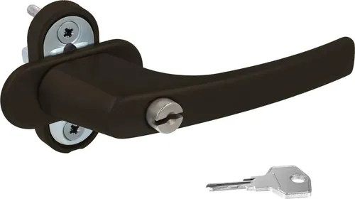 Alu Fenstergriff in Braun RAL 8019 abschließbar - Stiftlänge 45mm