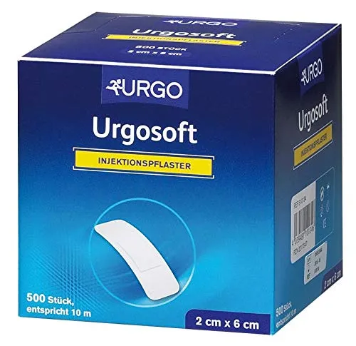 Urgosoft Injektionspflaster 500er Pack - Urgo 510134 - Erste-Hilfe-Heftpflaster & Verbandsmaterial, rundum klebend, bietet optimalen Halt und Schutz für Wunden, ideal für den professionellen Einsatz.