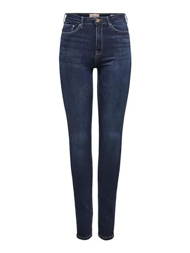 ONLY Damen Jeans 15165780 Dark Blue Denim XS-32 - Damen-Jeanshosen aus extra dehnbaren Stoffen für höchsten Komfort, Skinny Fit, der sich perfekt anpasst und mit Gürtelschlaufen sowie spezieller Münztasche ausgestattet ist.