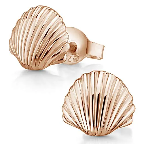 MATERIA Damen Ohrstecker rosegold klein - Muschel Ohrringe Silber 925 rose vergoldet SO-415-Rose