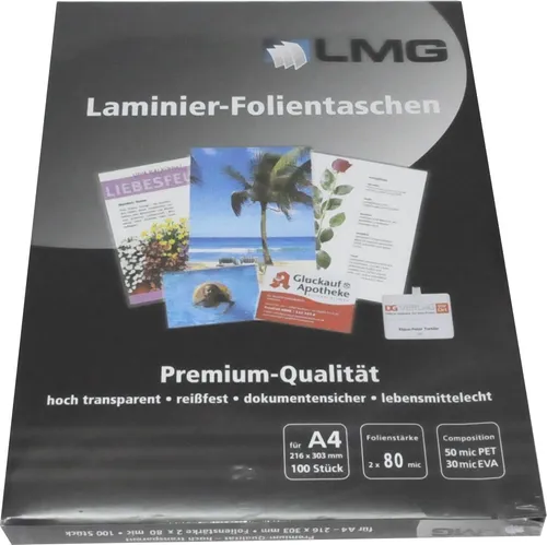 LMG Laminierfolien DIN A4 transparent 80mic - 100 Stück