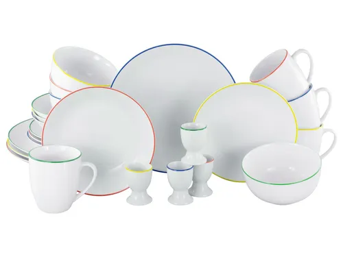 CreaTable Luna Color Line Kombiservice 24-tlg - Kombiservice aus hochwertigem Porzellan mit eleganter Coupeform. Das 24-teilige Set bietet alles für den perfekten Tisch und ist spülmaschinen- und mikrowellengeeignet.
