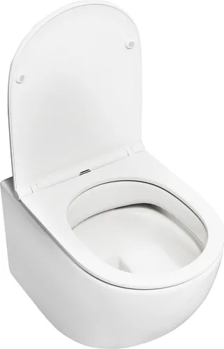Wandhängendes WC mit Soft-Close-Sitz und Zweimengenspülung, Weiß