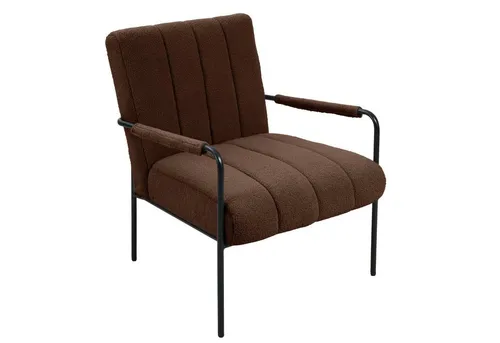 SVITA Loungesessel KYLE, Teddy-Boucle in Braun - Sessel aus weichem Teddy-Stoff, ideal für gemütliche Stunden. Gepolsterte Armlehnen und Steppnähte sorgen für hohen Komfort.