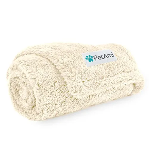 PetAmi Flauschige wasserdichte Hundedecke aus Fleece,weicher Warmer Haustier-Fleece-Überwurf für kleine Hunde und Katzen,Creme, 61x81 cm
