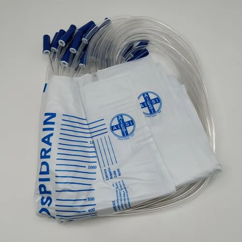 AIESI® Urinbeutel 2000 ml 90 cm schlauch ohne Ablaufventil HOSPIDRAIN (Packung m