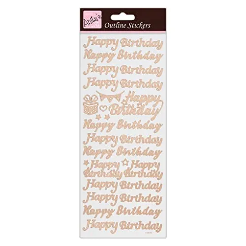 Kleine Rose Gold Folie Happy Birthday Etiketten Aufkleber für Bastelkarten und Dekoration