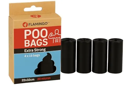 Kotbeutel für Hunde – Super stark & Heavy Duty – 60 Stück – Reißfest & auslaufsicher – Flamingo
