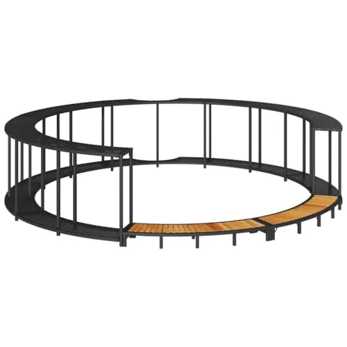 vidaXL Whirlpool-Umrandung mit Stauraum - Badewannen mit Sprudelfunktion für den Außenbereich, stilvolle und langlebige Poly Rattan-Verkleidung mit praktischem Stauraum und stabiler Akazienholzstufe für mehr Komfort und Sicherheit.