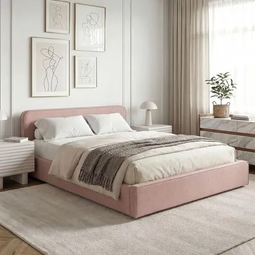 IDIMEX Polsterbett MARINI 140x200 cm in Altrosa - Modernes Doppelbett mit Lattenrost - Betten: Elegantes Polsterbett in Altrosa mit gepolstertem Kopfteil und stabilem Holzgestell für optimalen Komfort und stilvolles Design.