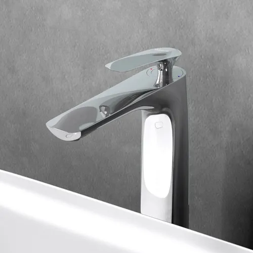 Armatur Wasserhahn Mischbatterie Chrom – Einhebelmischer für Waschbecken - Elegante Waschtischarmatur mit einem Hebel für einfache Bedienung, aus hochwertigem Chrom gefertigt, ideal für moderne Badezimmer.