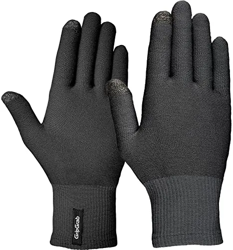 GripGrab Merino Liner Handschuhe Touchscreen Thermo Unterziehhandschuhe Fahrrad mit Merinowolle Radsport Alltag Wandern