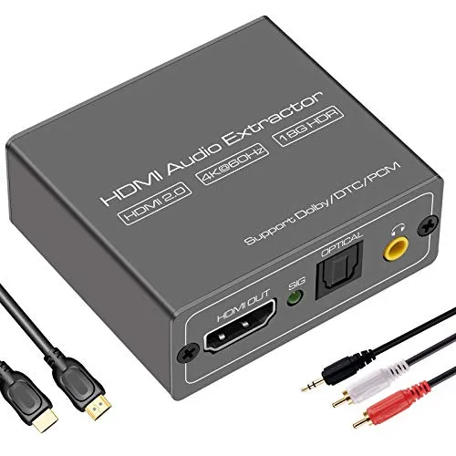 VEDINDUST HDMI Audio Extractor 4K60Hz HDMI Optisches Splitter Adapter Mit 3.5mm Stereo Unterstützung HDCP DTS 5.1 PCM EDID Management Für HDTV PS4 Blu-ray Amplifier Usw