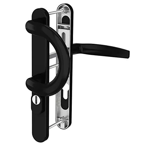 Türdrücker Wechselgarnitur 92mm mit Kernziehschutz - Hochwertige Türsicherung in Schwarz RAL9005 mit Kernziehschutz, ideal für Haustüren und Nebeneingangstüren. Inklusive Reduzierhülse und Montageanleitung, passend für DIN links und rechts.