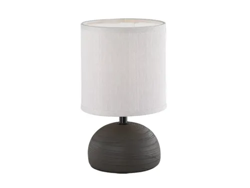 Reality Leuchten Nachttischlampe, Dimmfunktion, LED wechselbar, Warmweiß, kleine dimmbar-e Fensterlampe mit Stoff Lampenschirm Beige, Höhe 23cm