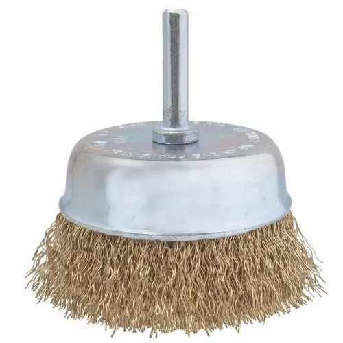Ironside 243-028/600061 Topfbürste verm75mm 0,3mm gewellt, 6mm-Schaft, silber/me