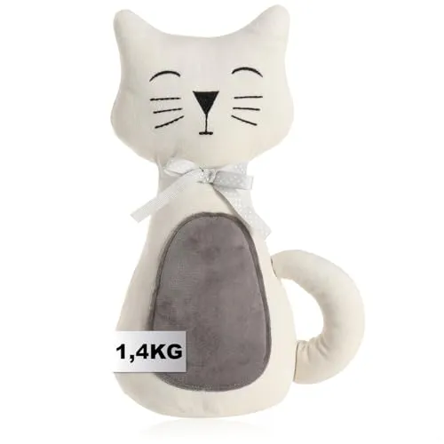 com-four® Türstopper, Schwerer Türhalter, süßes Katzendesign, Funktionelles Wohnaccessoire, Stopper für Fenster und Türen, optimal bei Durchzug (Katze Lucy)