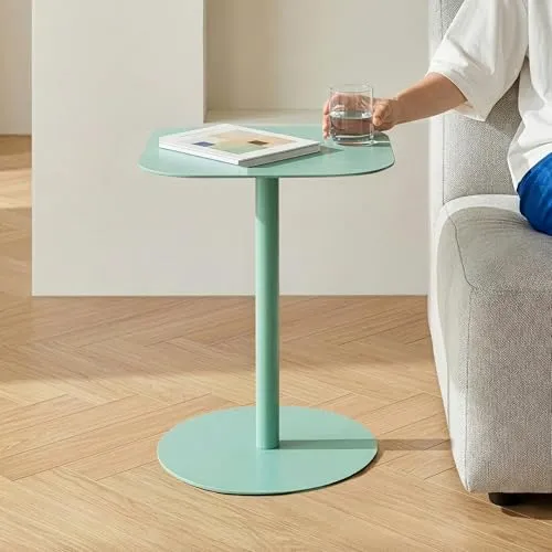 [en.casa] Beistelltisch Nastätten – Moderner Couchtisch mit Metallgestell in Mintgrün