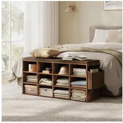 Woltu Schuhbank, mit Sitzbank 12 Fächern, Schuhregal für Flur, 102x30x48,5 cm braun 102 cm x 48.5 cm x 30 cm