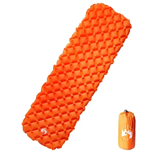 vidaXL Aufblasbare Isomatte Orange 190x58x6 cm - Isomatten für Camping: Langlebige, wasserfeste 6 cm dicke Aufblasmatratze für optimalen Schlafkomfort im Freien. Ergonomisches Design schützt vor kaltem Boden und ist ideal für Reisen und Outdoor-Aktivitäten.