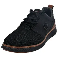 bugatti Schnürschuh mit Kontrastbesatz, Freizeitschuh in Schwarz - Sneaker in Größe 44, aus Lederimitat mit gepolsterter Innensohle für optimalen Tragekomfort und lässigen Style.