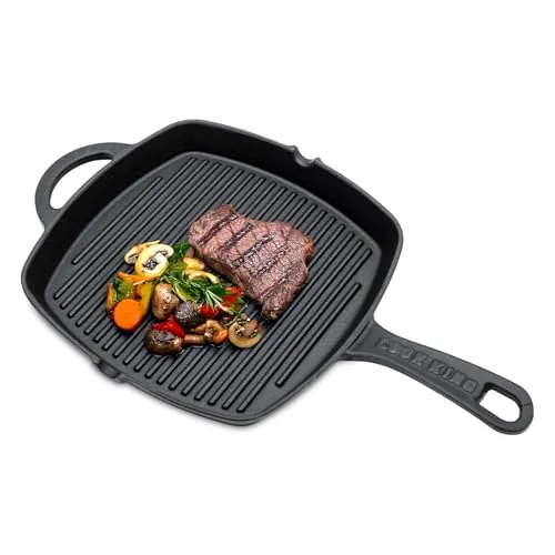 Spetebo Gusseisen Pfanne 26 cm - Vielseitige Grill- und Bratpfanne - Pfannen für alle Herdarten, hervorragende Wärmespeicherung und ideal zum Braten, Backen oder Grillen - perfekt für kreative Kochabenteuer!
