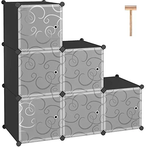 C&AHOME Würfelförmiges Aufbewahrungsregal mit Türen – 6 Würfel, modular und stilvoll