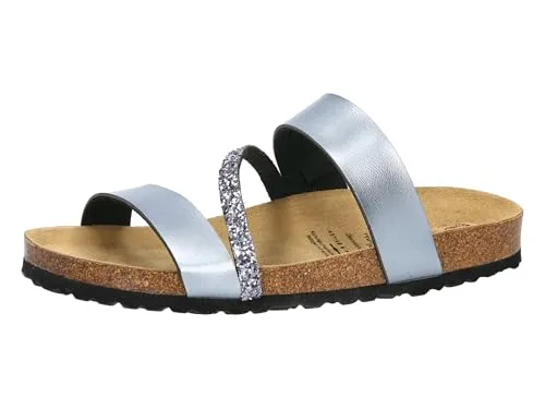 LICO Pantolette Bioline Glitter, Gr. 40, grau - Stylische Pantolette aus Synthetik mit weicher Textilausstattung für hohen Komfort. Ideal für sonnige Tage und perfekt kombinierbar mit Shorts oder Tanktop.