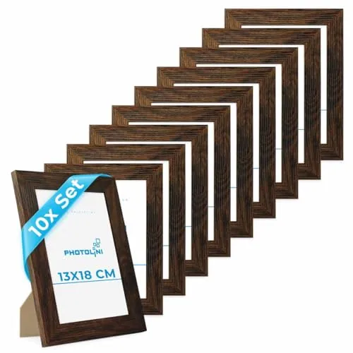 PHOTOLINI Bilderrahmen 10er Set - Modernes Design für individuelle Wanddekoration - Set aus 10 stabilen MDF-Bilderrahmen zur kreativen Gestaltung Ihrer Bilderwand. Inkl. Zubehör für einfaches Aufhängen - perfekt für Fotos und Erinnerungen!