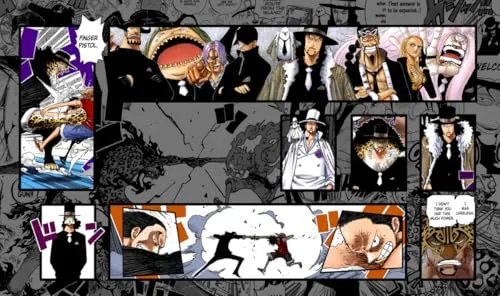 WAIFUWORLD SHOP One Piece Spielfeld CP9 (Design #2) Spielmatte mit Zonen | Trading Card Game Playmat kompatibel mit One Piece Trading Card Game | Kartenspielmatte CP9 (Cipher Pol Number 9)