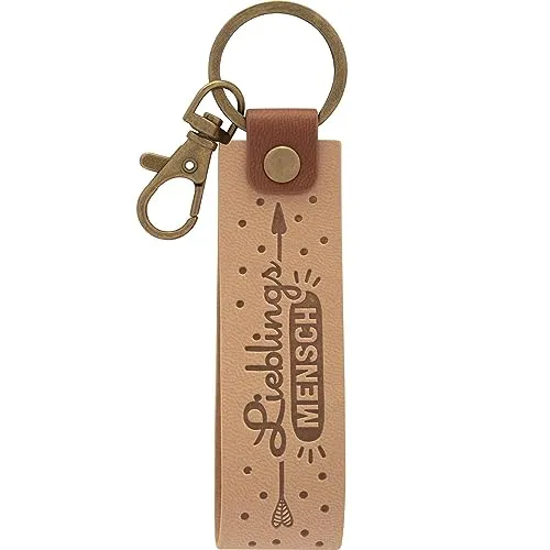GRUSS & CO Schlüsselanhänger Kunstleder Motiv Mensch | Anhänger aus hellem Kunstleder mit Motiv Lieblingsmensch, inkl. Karabiner | 48372