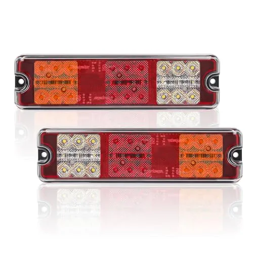 AOHEWEI 2 Stück Anhänger-Rücklichter 12 V/24 V 27 LEDs Superhelle wasserdichte Blinker/Bremse/Rück-/Rückfahr-/Reflektorlampe für Anhänger, LKW, Wohnwagen, Van, Traktor