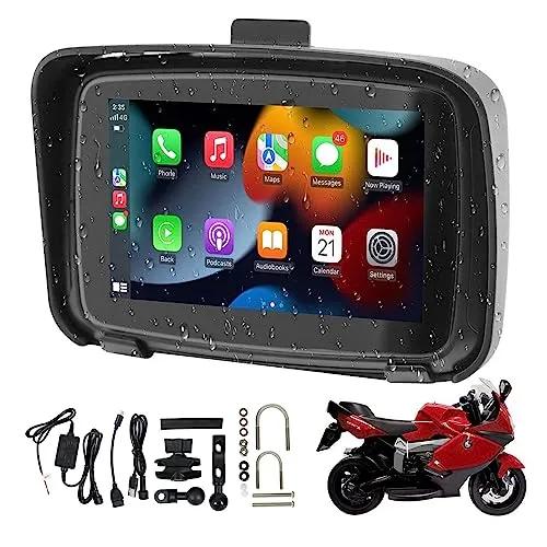 Sunweyer Tragbares Carplay & Android Auto für Motorräder – 5 Zoll Touchscreen