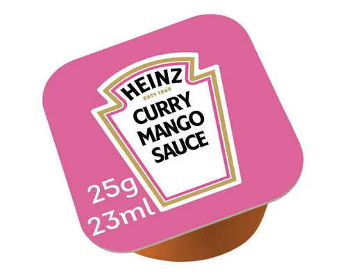 Heinz Curry Mango Sauce 100 Portionen x 23ml - Würzsauce mit fruchtig-würzigem Geschmack, perfekt für Fleisch-, Kartoffel- und Gemüsegerichte. Ideal für Gastronomie und große Veranstaltungen.