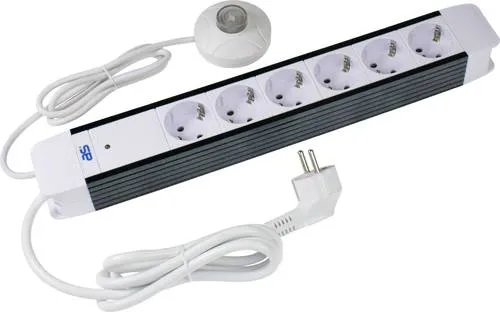 as-Schwabe 6-fach Steckdosenleiste mit Fußschalter - Praktische 6-fach Steckdosenleiste mit 1,5 m Kabel und separatem Fußschalter für einfachen Zugriff. Ideal für Zuhause oder Büro, sorgt für Ordnung und Sicherheit mit Kinderschutz.