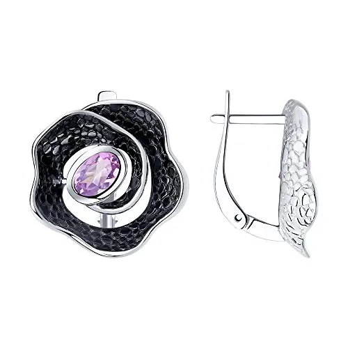 SOKOLOV Jewelry Ohrring-Set 70902316 - 2-tlg mit Amethyst - Elegante 2-tlg Ohrringe aus 925 Silber mit leuchtenden Amethysten, perfekt für besondere Anlässe oder den Alltag.