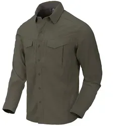 Helikon-Tex Defender Mk2 Tropical Shirt - Dark Olive - Herrenhemd mit leichtem, atmungsaktivem Stretchmaterial und UPF30 Sonnenschutz. Ideal für Outdoor-Aktivitäten und warme Tage.