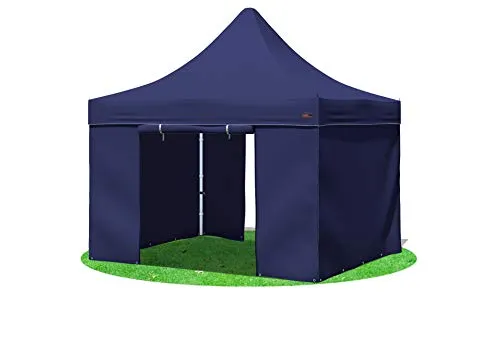 Faltpavillon 3x3 Meter Premium mit geschlossenen Seiten Blau