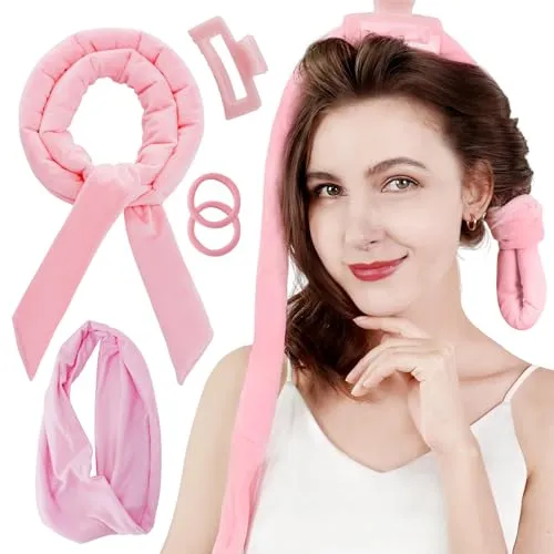 Lockenwickler Locken Ohne Hitze, Heatless Curls Band Samt über Nacht mit Haarnadel Rutschfest, DIY Hair Curler Haare Lockenband Frisurenset Haarband Wave Formers für Frau Mittleres Langes Haar