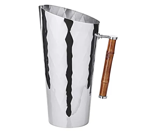 EDZARD Krug Jana, Edelstahl mit Bambusgriff 1,8 Liter - Geschirr: Hochwertiger Edelstahlkrug mit ergonomischem Bambusgriff für bequemes Ausgießen und elegantes Design – ideal für stilvolle Tischdekoration.