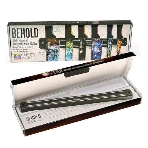 Chef’s Vision Wand-Magnetmesserhalter – Schwarz – Schlanke Magnetleiste für Messer – Moderner Magnetmesserhalter für einfache Zugänglichkeit – Ideal für die Wand – Messer nicht enthalten