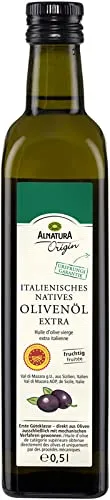 Alnatura Bio Italienisches natives Olivenöl extra, 500ml - Bio-Qualität aus Sizilien, fruchtiges Olivenöl der ersten Güteklasse, ideal für Salate und mediterrane Gerichte.