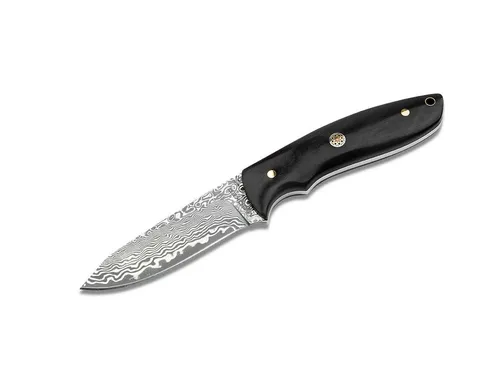 MAGNUM by BÖKER Universalmesser Vernery Damast Knife - Taschenmesser aus hochwertigem Damaststahl mit eleganter Ebenholz-Griffschale, inklusive praktischer Scheide – ideal für Outdoor-Abenteuer und als stilvolles Sammlerstück.