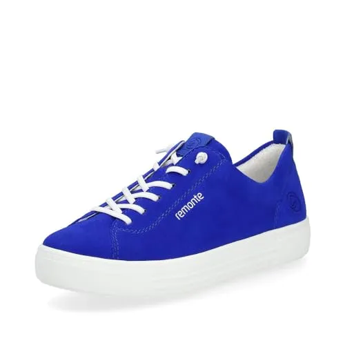 Remonte Damen Sneaker Low 31373239313535 Blau 37 EU - Stylische Sneaker in Saphirblau aus hochwertigem Rauleder mit Memo-Wechselfußbett und rutschhemmender Lite n Soft Laufsohle für besten Komfort im Alltag.
