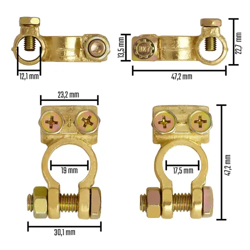 2x Set Für 12V/24V Auto LKW Motorradbatterien Batterieklemmen SET + - Polklemmen