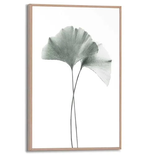 REINDERS Gerahmtes Bild, Ginkgo Blatt, Wohnzimmer, Bilder, Wanddeko, Room Decor, MDF, Grün, 30x20cm