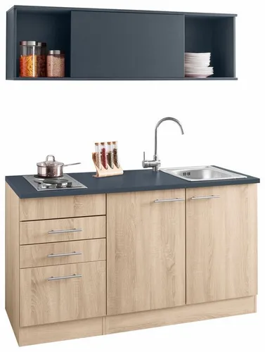 OPTIFIT Pantryküche Mini, Breite 150 cm, mit Kochfeld und Einbau-Spülbecken