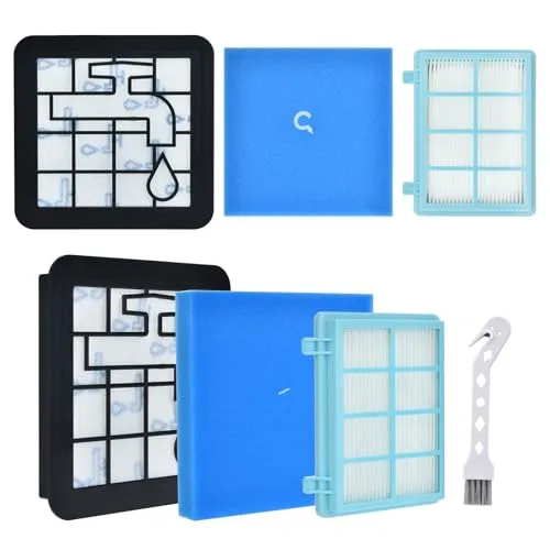 Artraise 2 Stück Ersatzfilterset für Philips PowerPro Compact und Active Bodenstaubsauger FC9331/09 FC9332/09, Staubsauger Ersatzfilterset Zubehör FC8010/01- Blau/Weiß